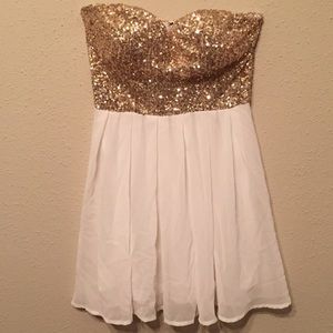 Gold and white cocktail dress